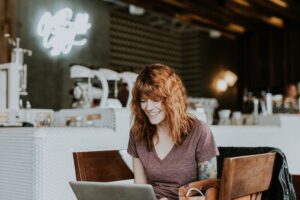 woman using laptop