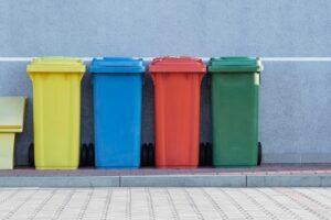 colorful trash bins